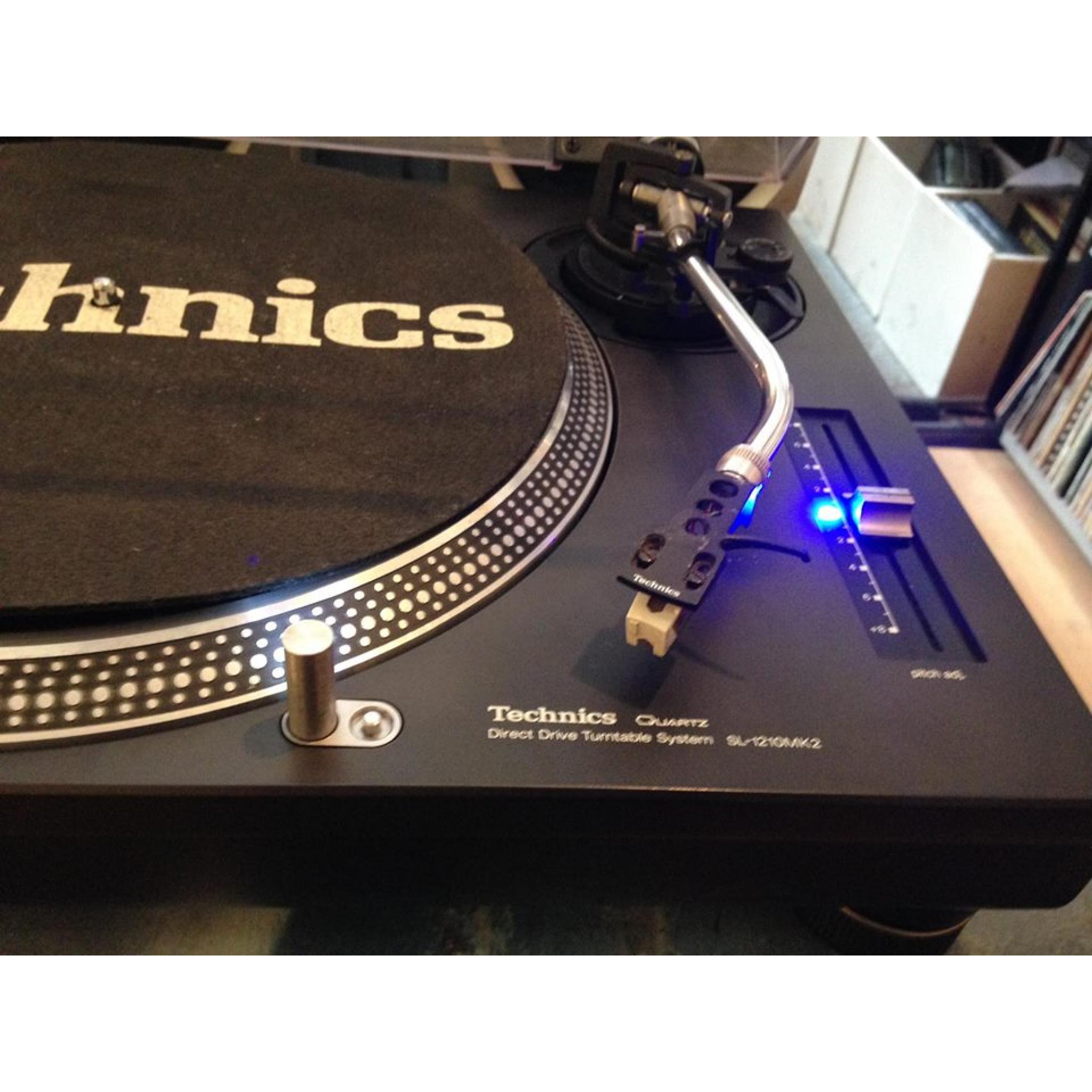 Technics 1210 original with blue and white conversion and lid
